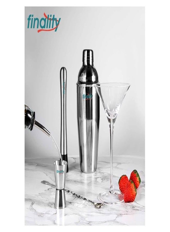 FINALITY Cocktail Shaker Set,Martini Mixer Shaker, 6 PCS Stainless Steel Shaker Bartending: Bar Shaker Measuring Jigger Mixing Spoon Muddler Pourers Professional Bar Tools for Martini Kit (500 ml) - Image 5